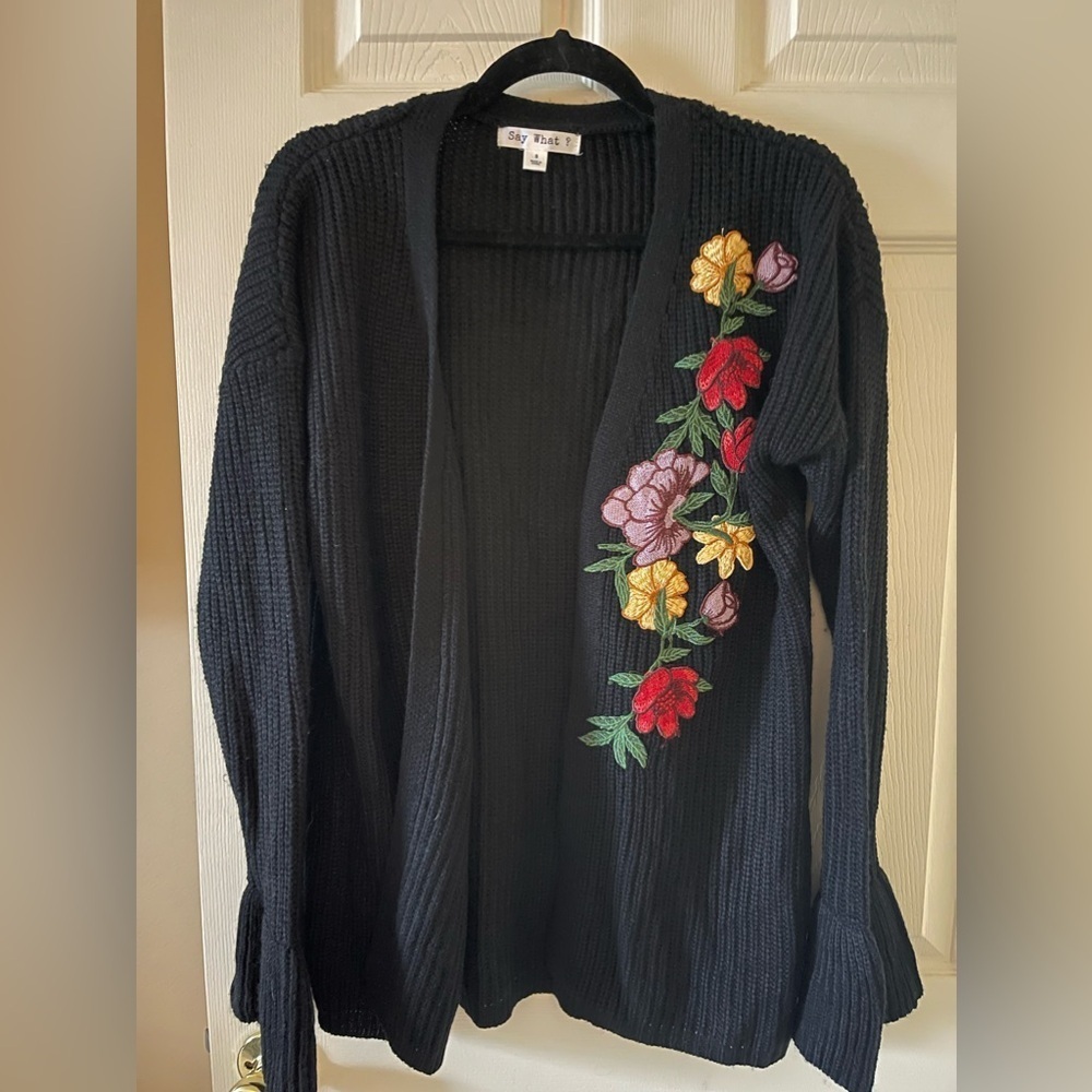 Say What? Embroidered cardigan • Women’s small